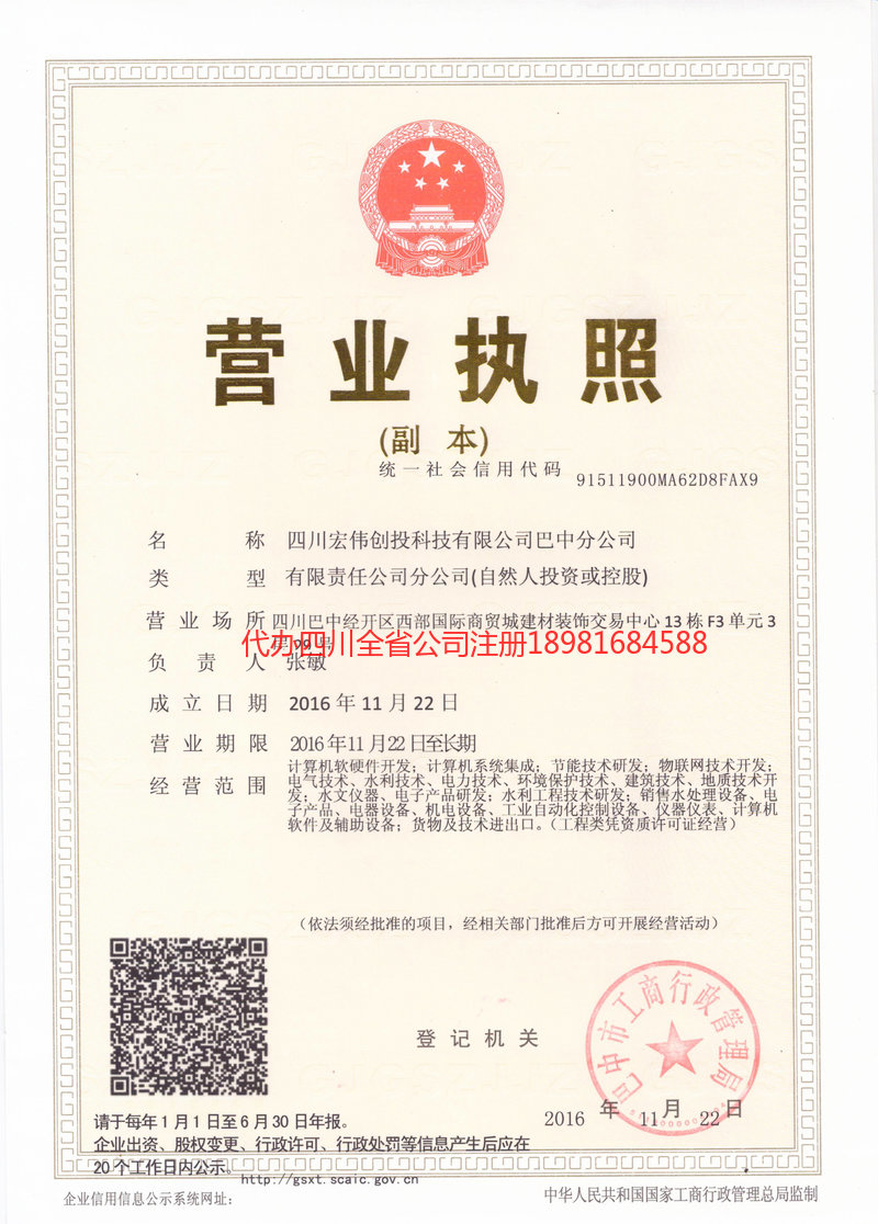 阜新阜新宏伟创投科技有限公司